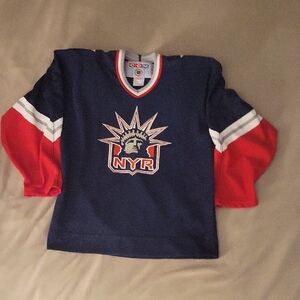 New York Rangers Navy NHL Jersey with Red Sleeve Accents